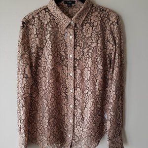 J Crew Lace brown lace blouse sz 12